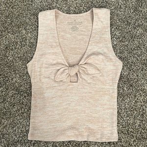 American Eagle Outfitters pink melange tie front tank crop